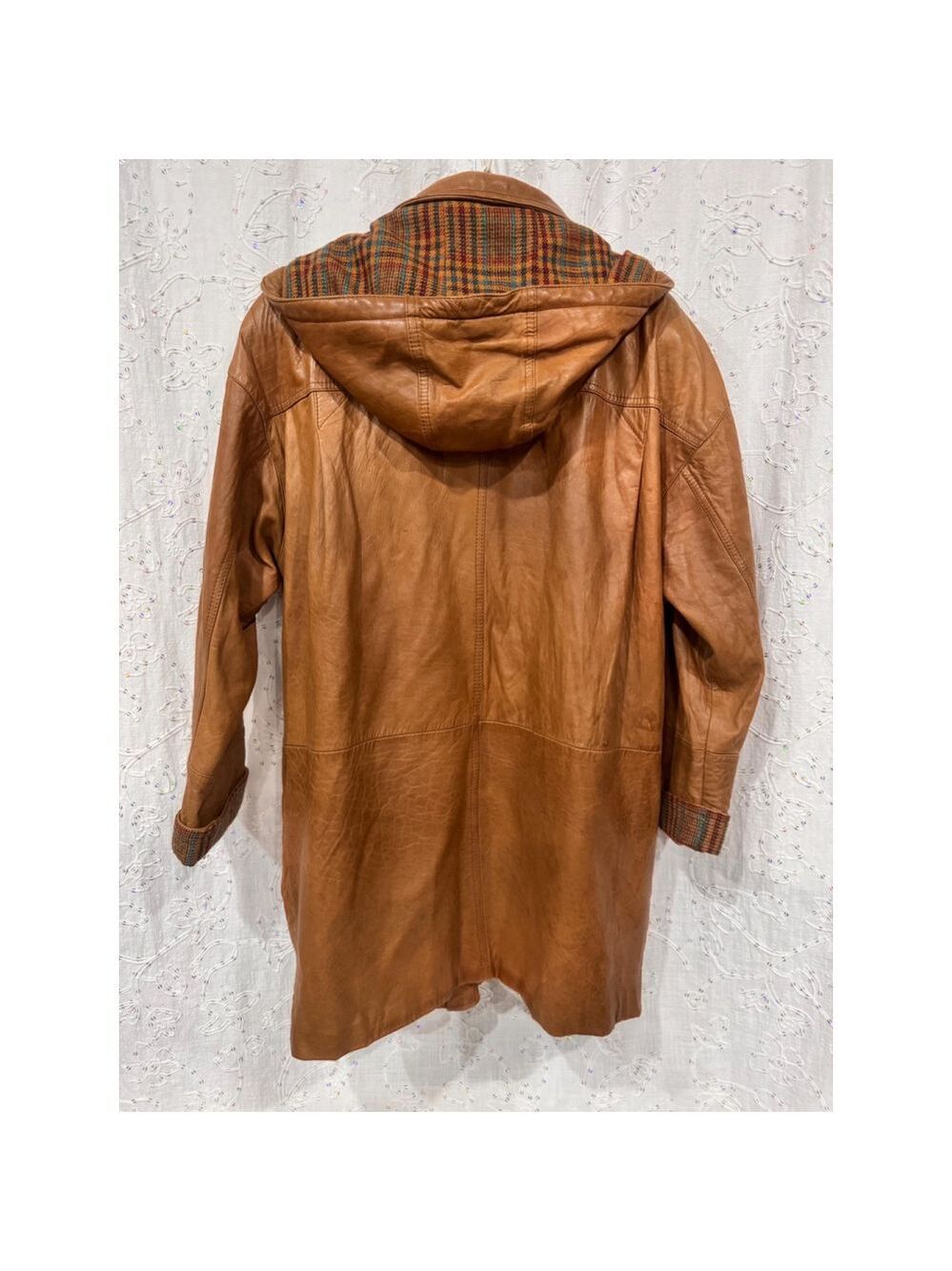 Vintage Late 80s/Early 90s Oversized Leather Duffle Coat Made In Canada Size 12 - Picture 2 of 7